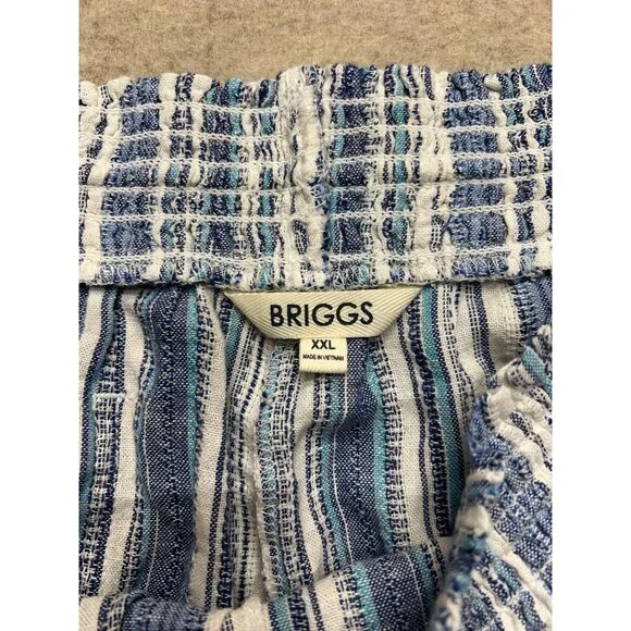 Briggs Linen Blend Blue Striped Pull On High Waist Shorts Relaxed XXL NWT Coasta - Picture 4 of 9